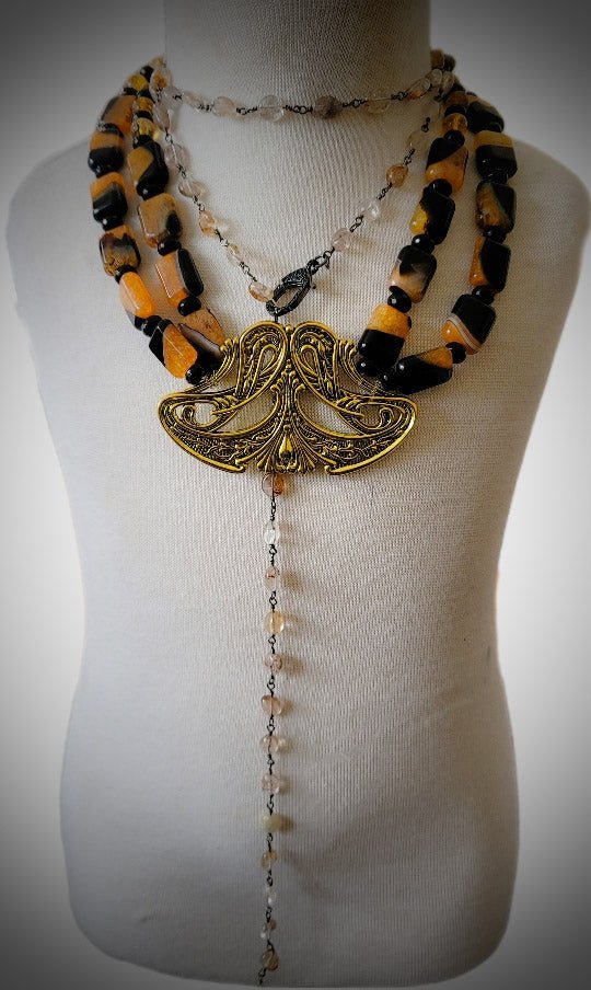 Orange Agate Antique Statement Necklace