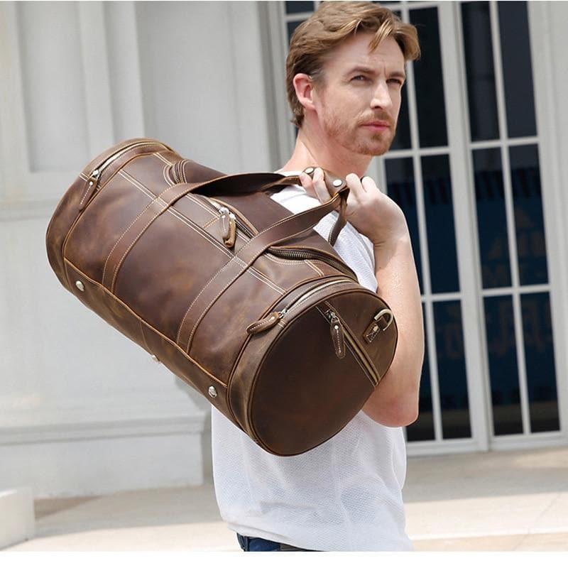 The Wainwright Weekender | Round Vintage Leather Duffel