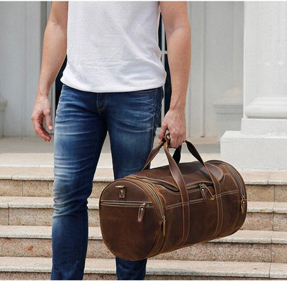 The Wainwright Weekender | Round Vintage Leather Duffel