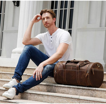 The Wainwright Weekender | Round Vintage Leather Duffel