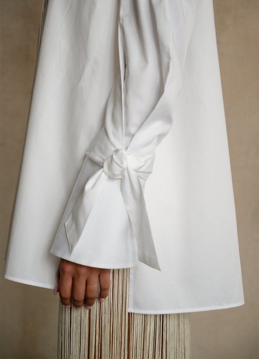 Quarta Open Shoulders White Organic Cotton Shirt