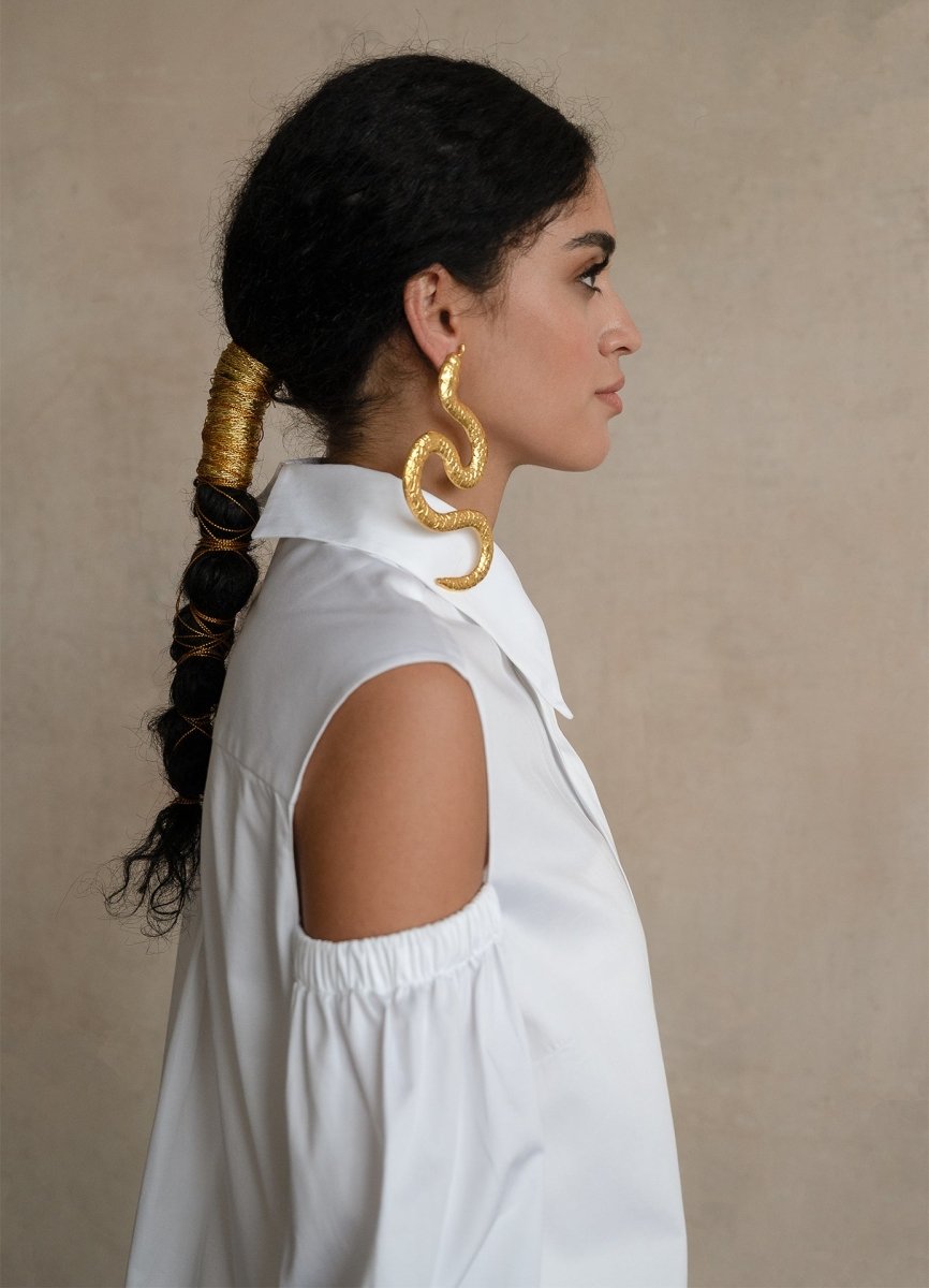 Quarta Open Shoulders White Organic Cotton Shirt