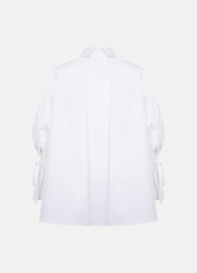 Quarta Open Shoulders White Organic Cotton Shirt