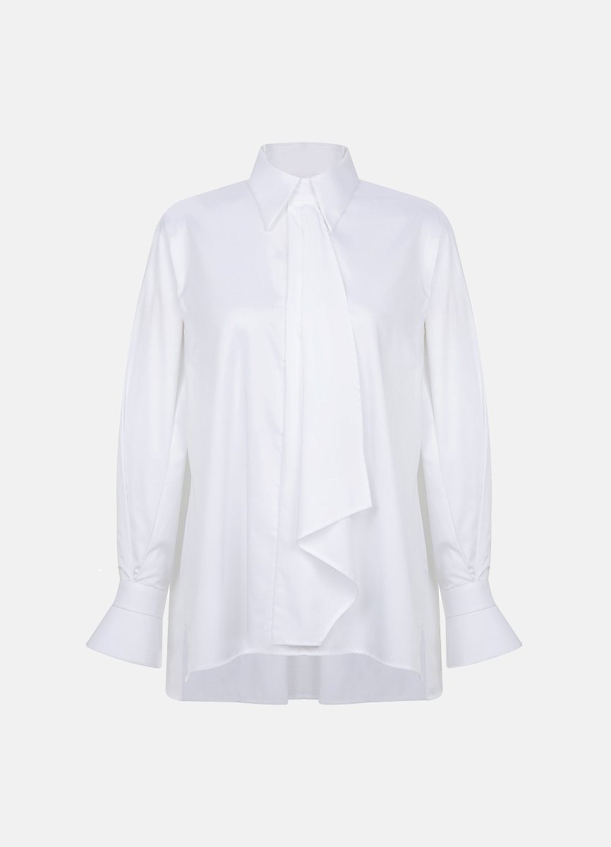 Quinta Tie Detail White Organic Cotton Shirt