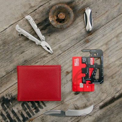 Carry-It-All Bifold Men's Leather Wallet (American Flag optional)