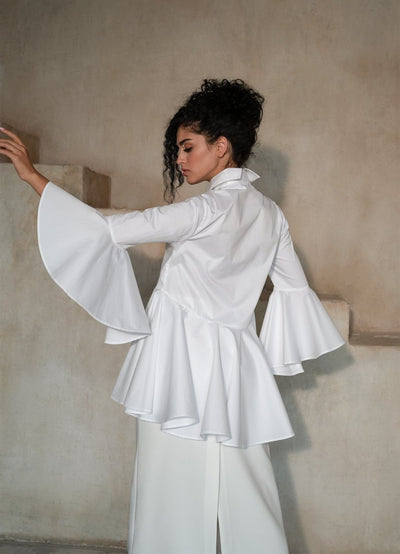 Sesta Italian Design White Gabardine Shirt