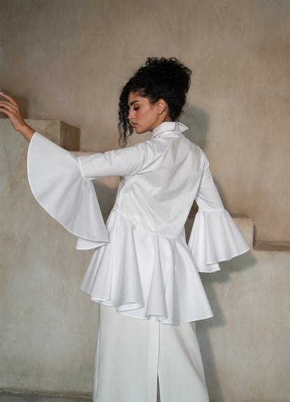 Sesta Italian Design White Gabardine Shirt