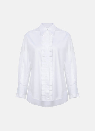 Settima Ruffled White Organic Cotton Shirt