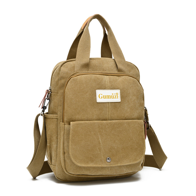 Leisure Canvas Shoulder Bag Wearproof Multi-functional Backpack