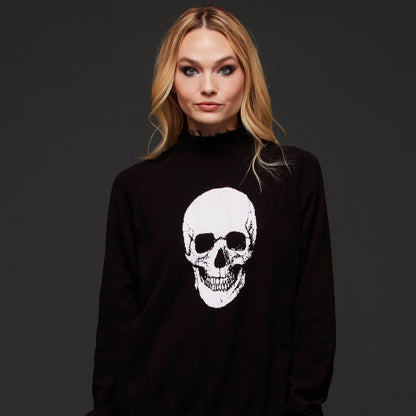 Distressed Skull Knit Sweater