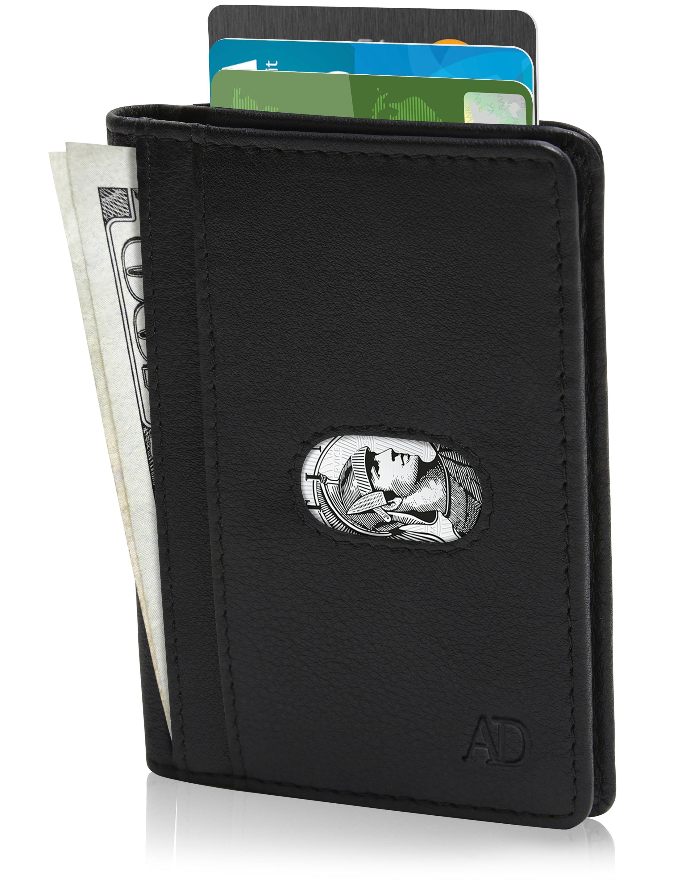 Leather Bifold Wallet with Pull Strap