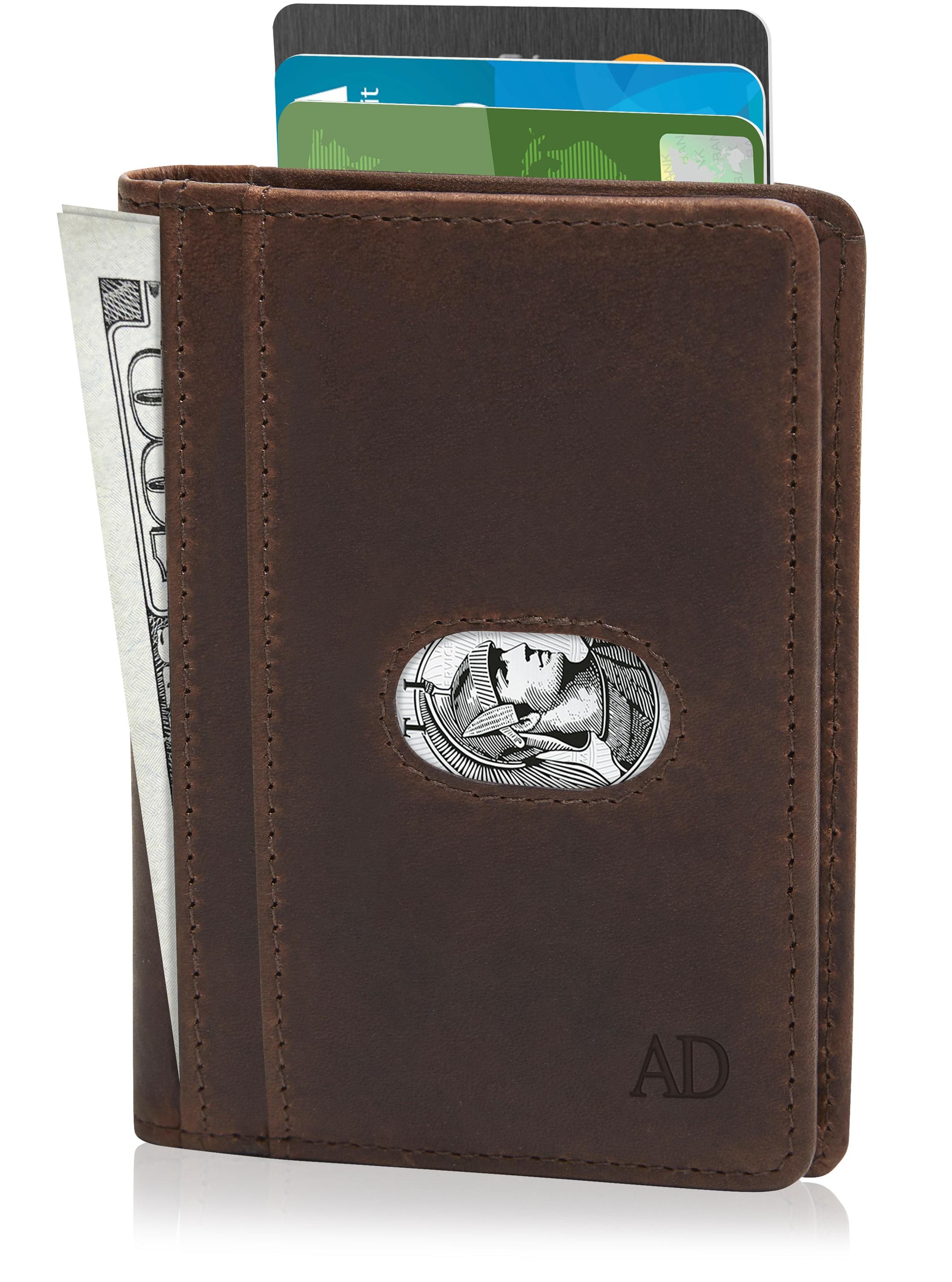 Leather Bifold Wallet with Pull Strap