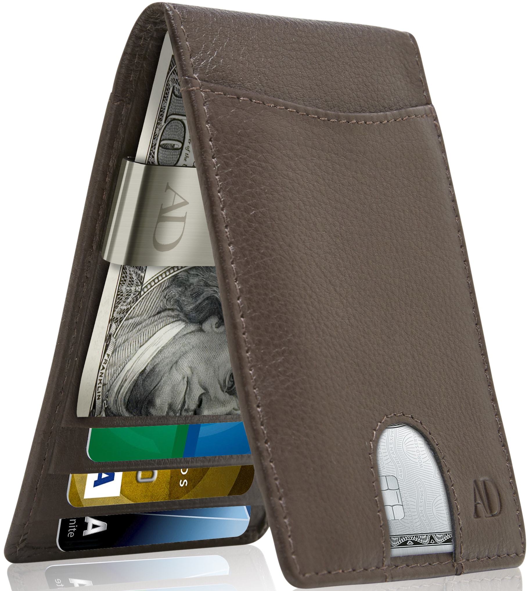 Leather Money Clip Bifold Wallet