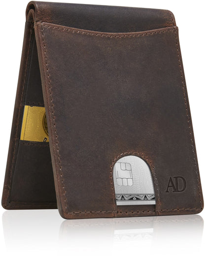 Leather Pull Strap Bifold Wallet