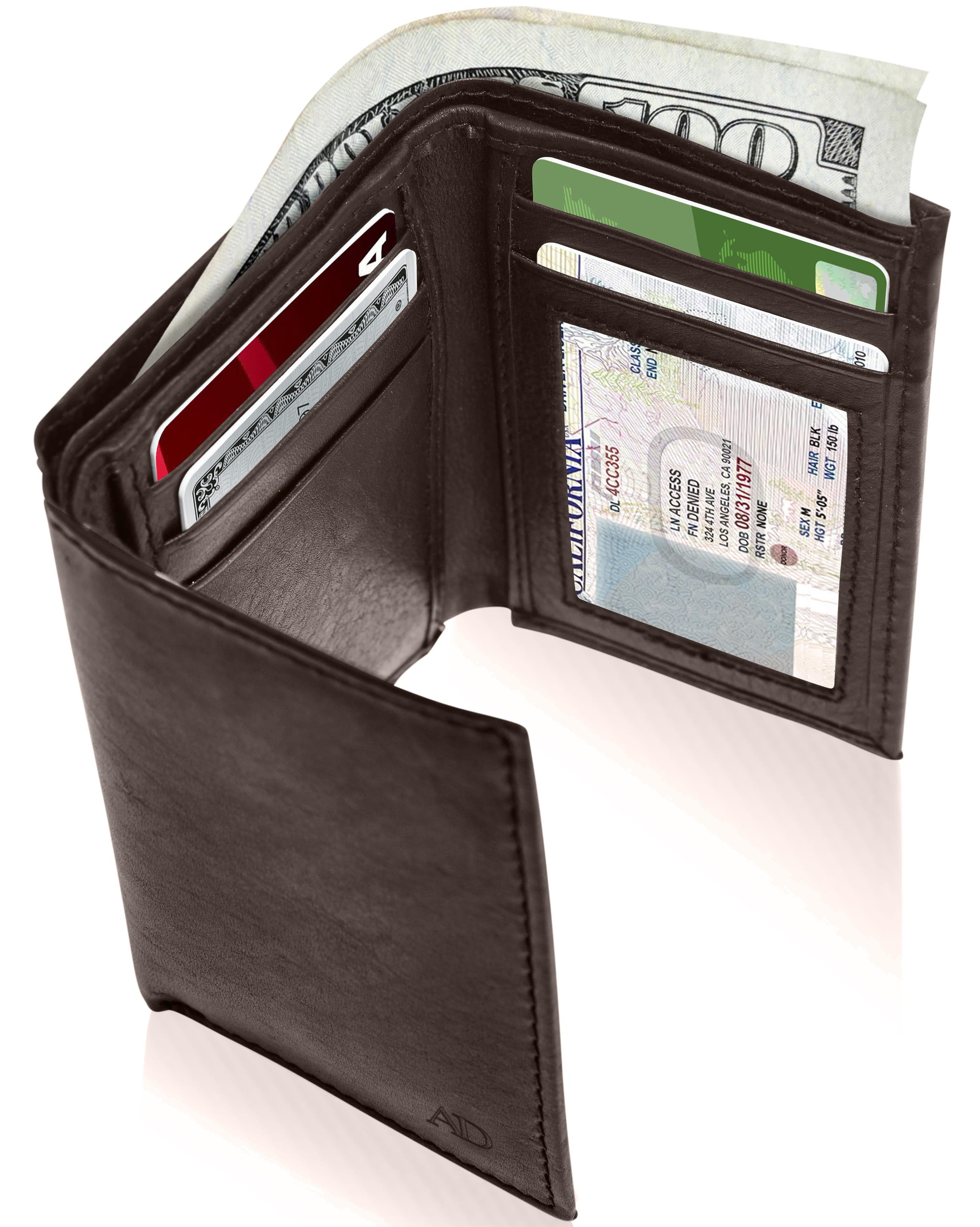 Leather Trifold Wallet with ID Window