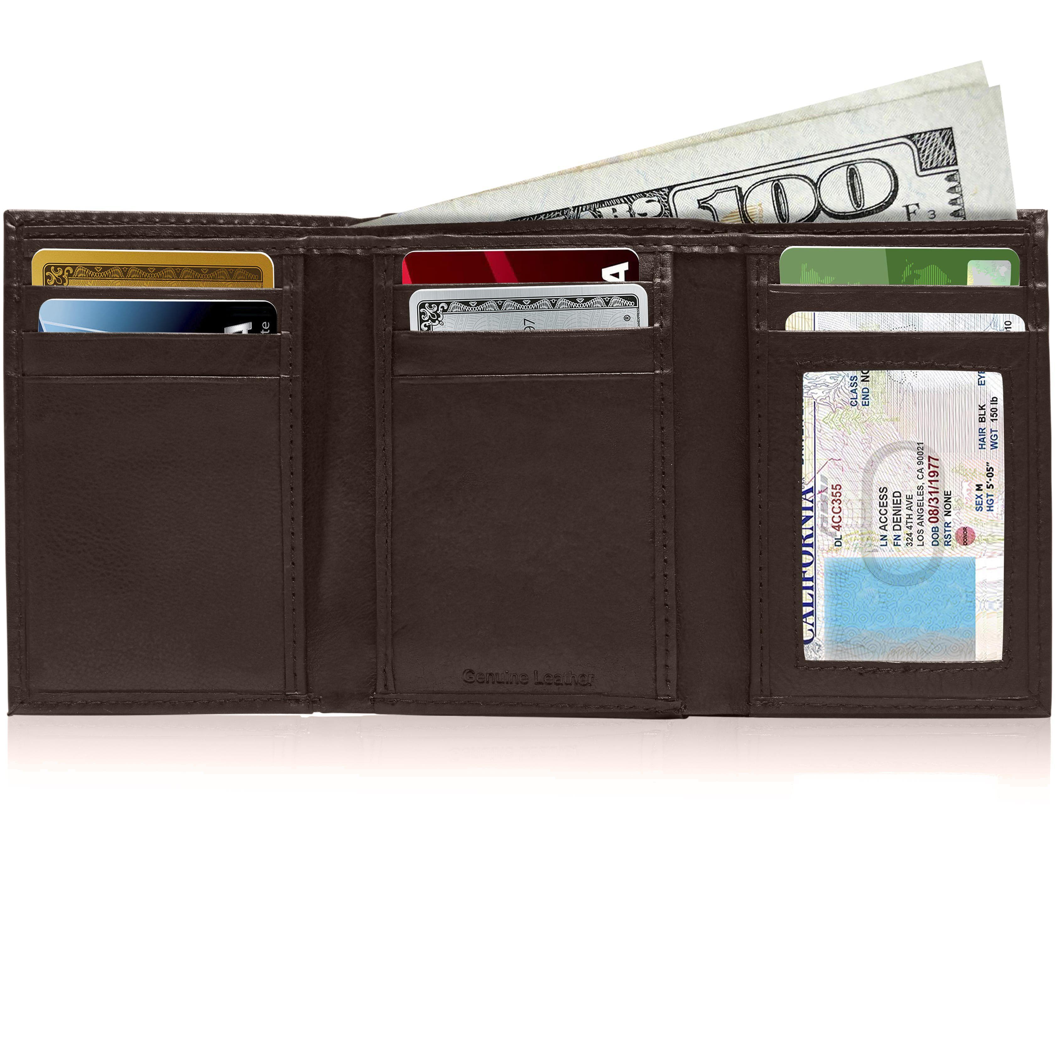 Leather Trifold Wallet with ID Window