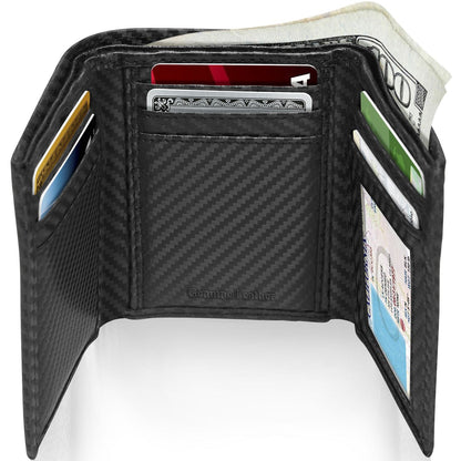 Leather Trifold Wallet with ID Window