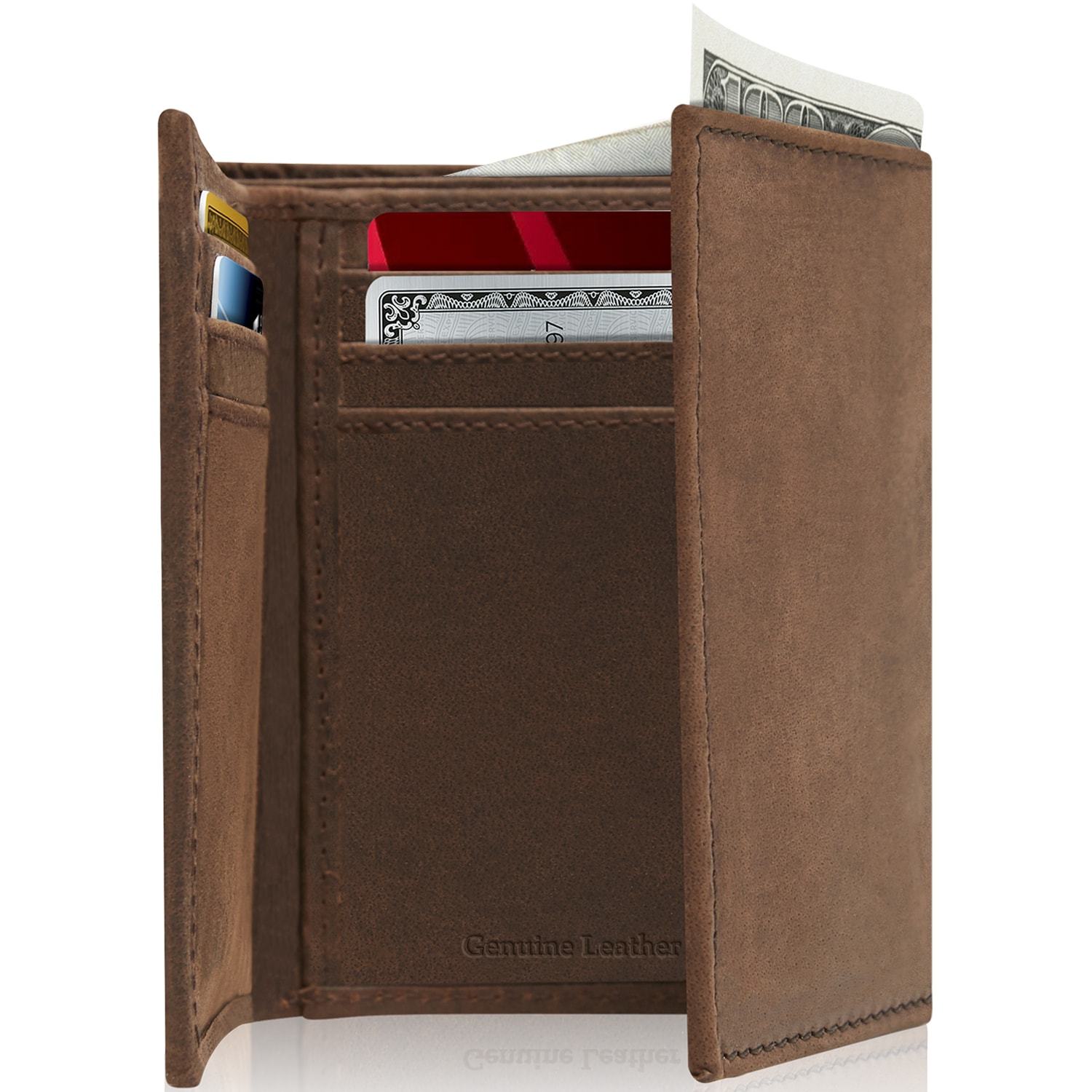 Leather Trifold Wallet with ID Window