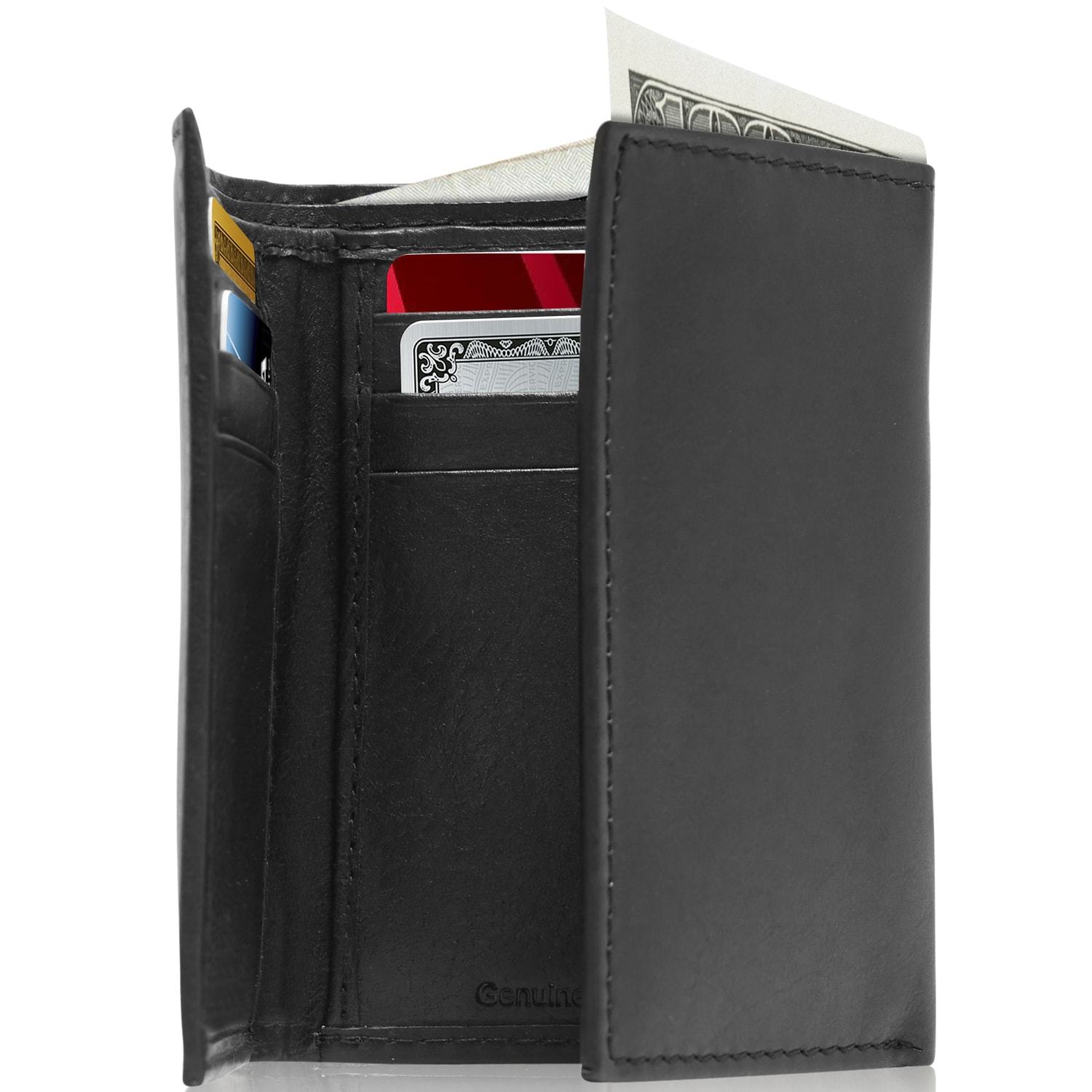 Leather Trifold Wallet with ID Window