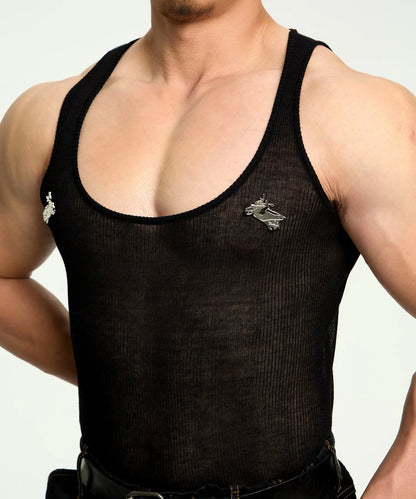 Saigonagram Sheer Rib Knit Tank Top
