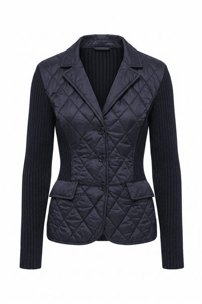 Sora Mixed Media Quilted Front 3-Button Blazer