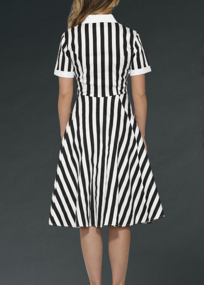 Black and White Striped Gothic Dress