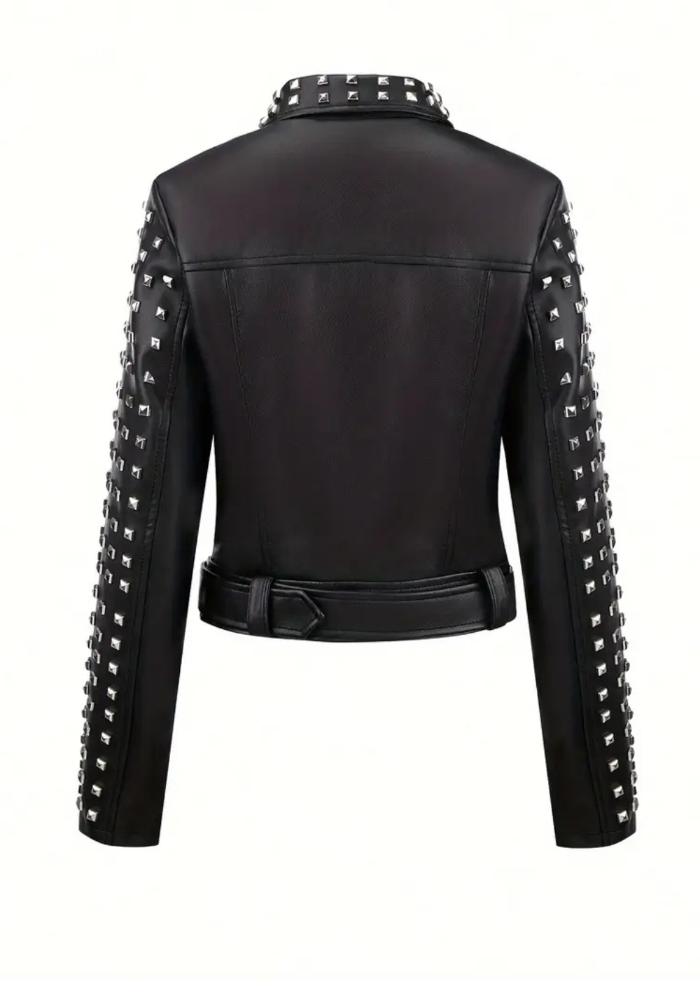 After Party Black Faux Leather All Over Stud Moto Jacket