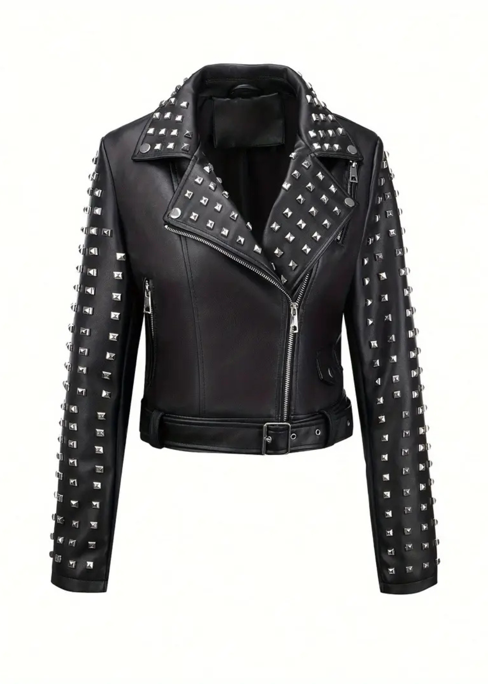 After Party Black Faux Leather All Over Stud Moto Jacket