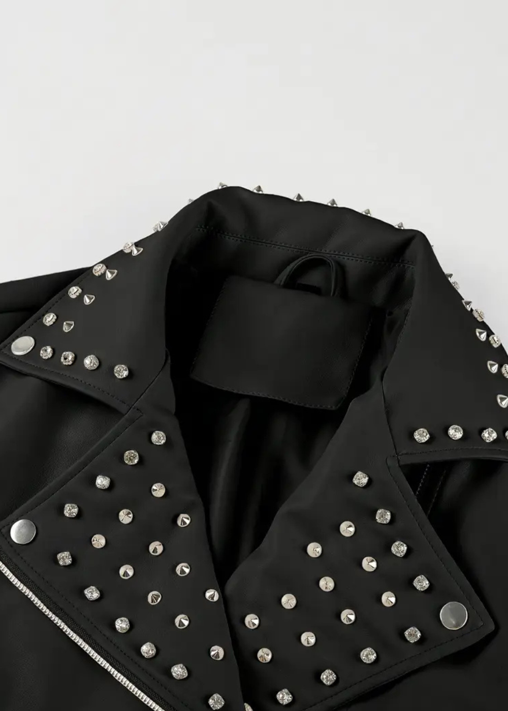 Leather Rebel Black Studded Moto Biker Jacket