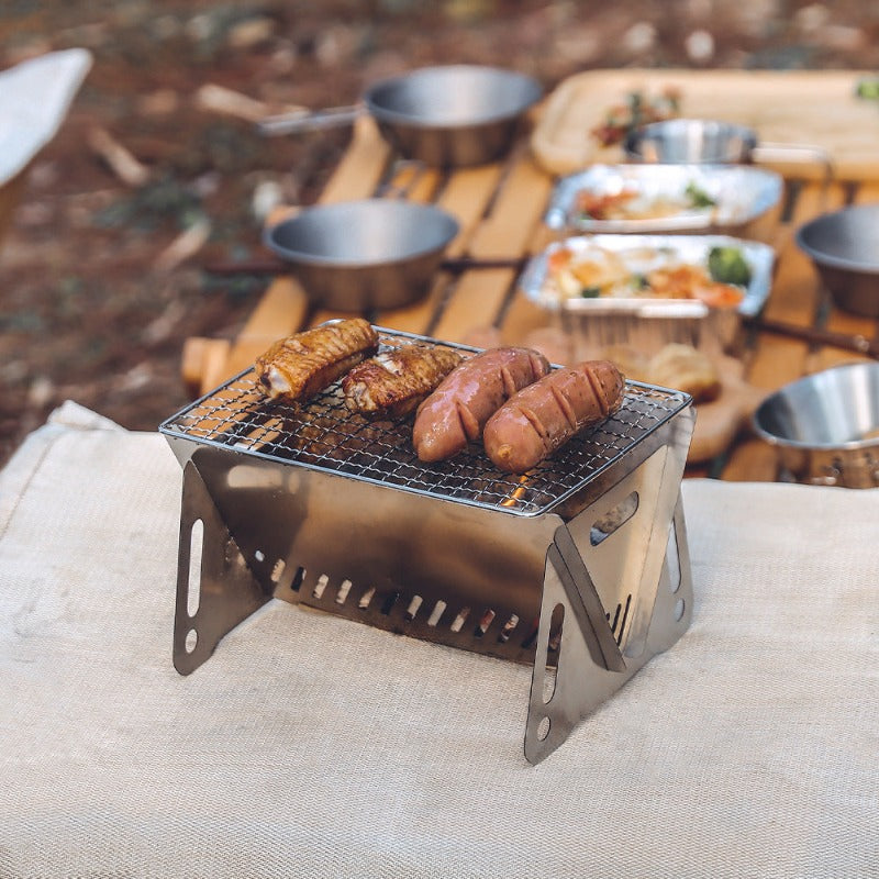 Camping Stainless Steel BBQ Grill Rack Net for Firewood Stove