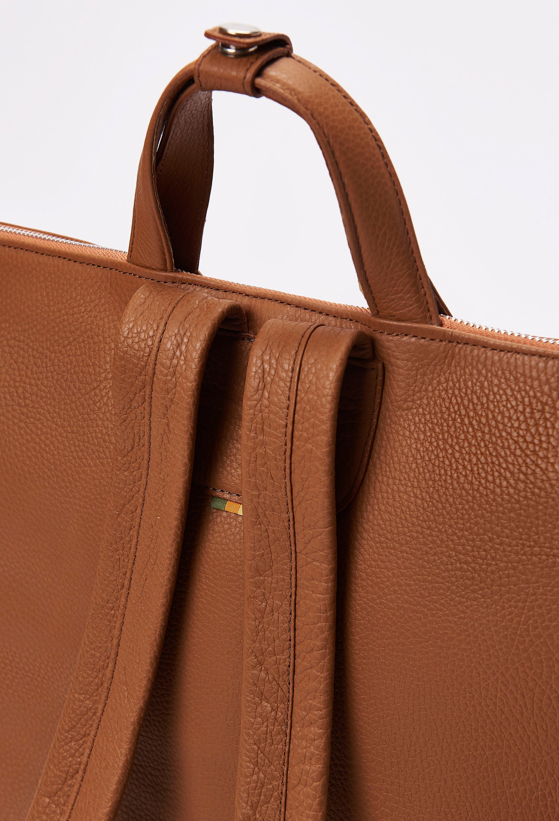 Tan Leather Minimalist Tote Backpack