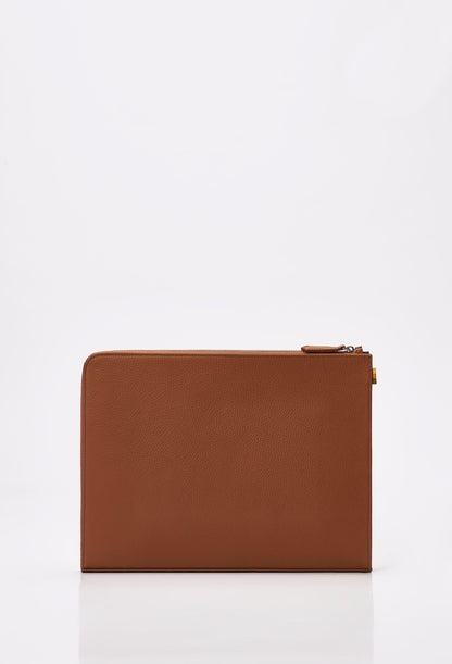 Tan Leather Slim Computer Case