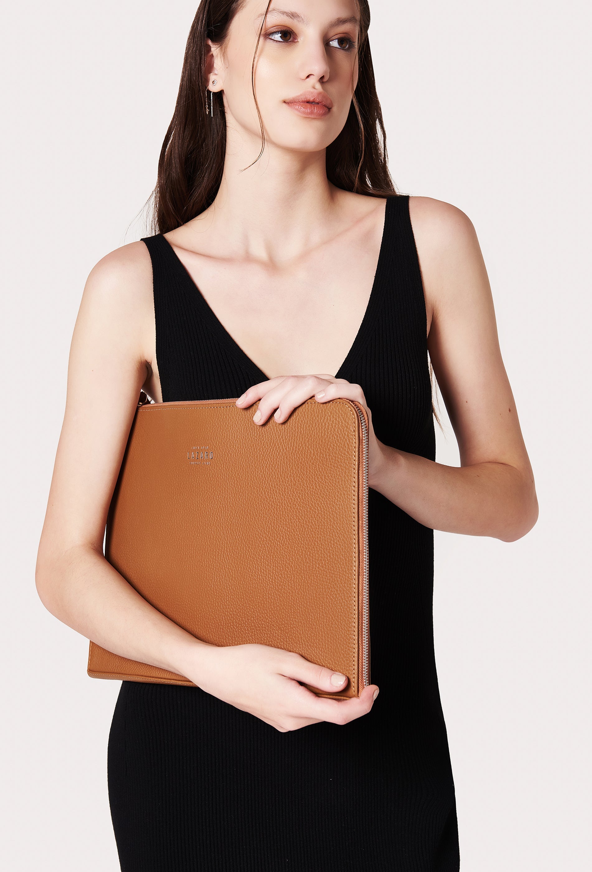 Tan Leather Slim Computer Case