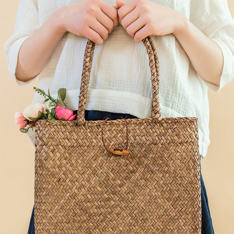 Handmade Rattan Storage Bags with Button