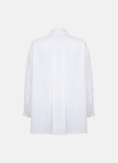Terza Oversized Rolling-up White Cotton Shirt