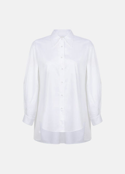Terza Oversized Rolling-up White Cotton Shirt