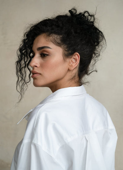 Terza Oversized Rolling-up White Cotton Shirt