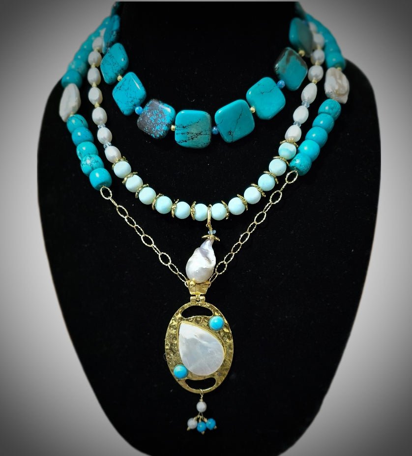 "The Deep Blue Sea" | Turquoise and Freshwater Pearl Necklace