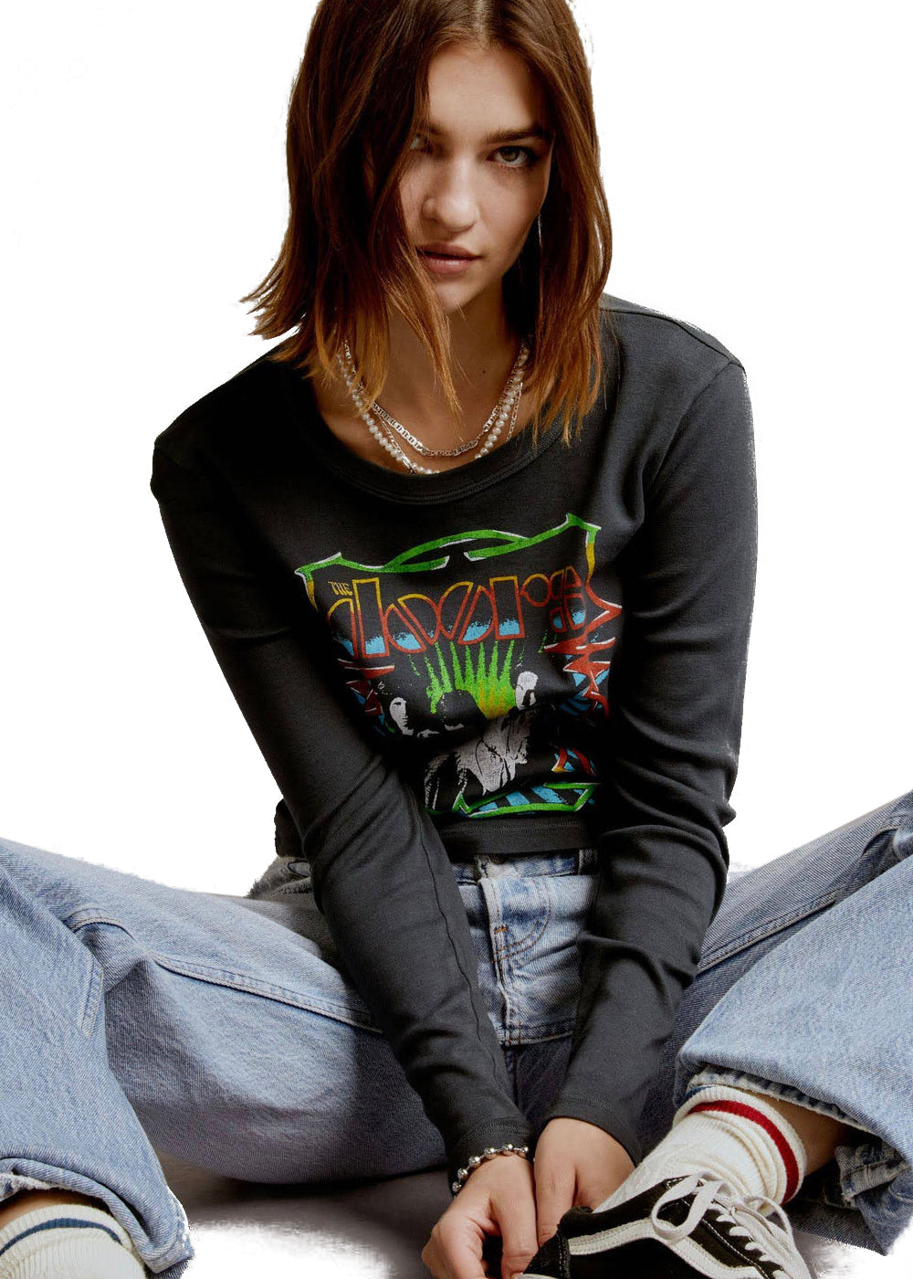 The Doors Cropped Long Sleeve Band Shirt by Daydreamer LA