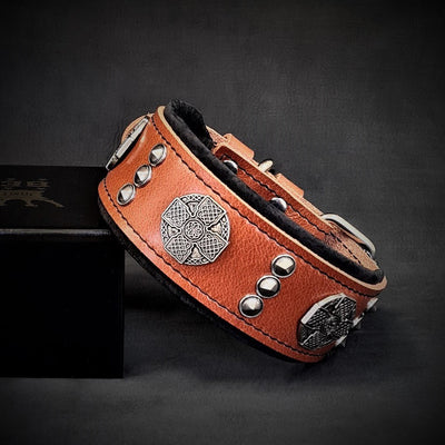 The "Maximus" Dog Collar 2-inch Wide. Black & Silver