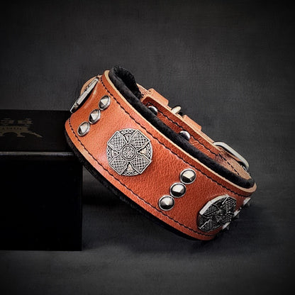 The "Maximus" Dog Collar 2-inch Wide. Black & Silver