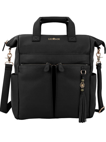 New Caroline Vegan Leather Mommy Bag |  Black