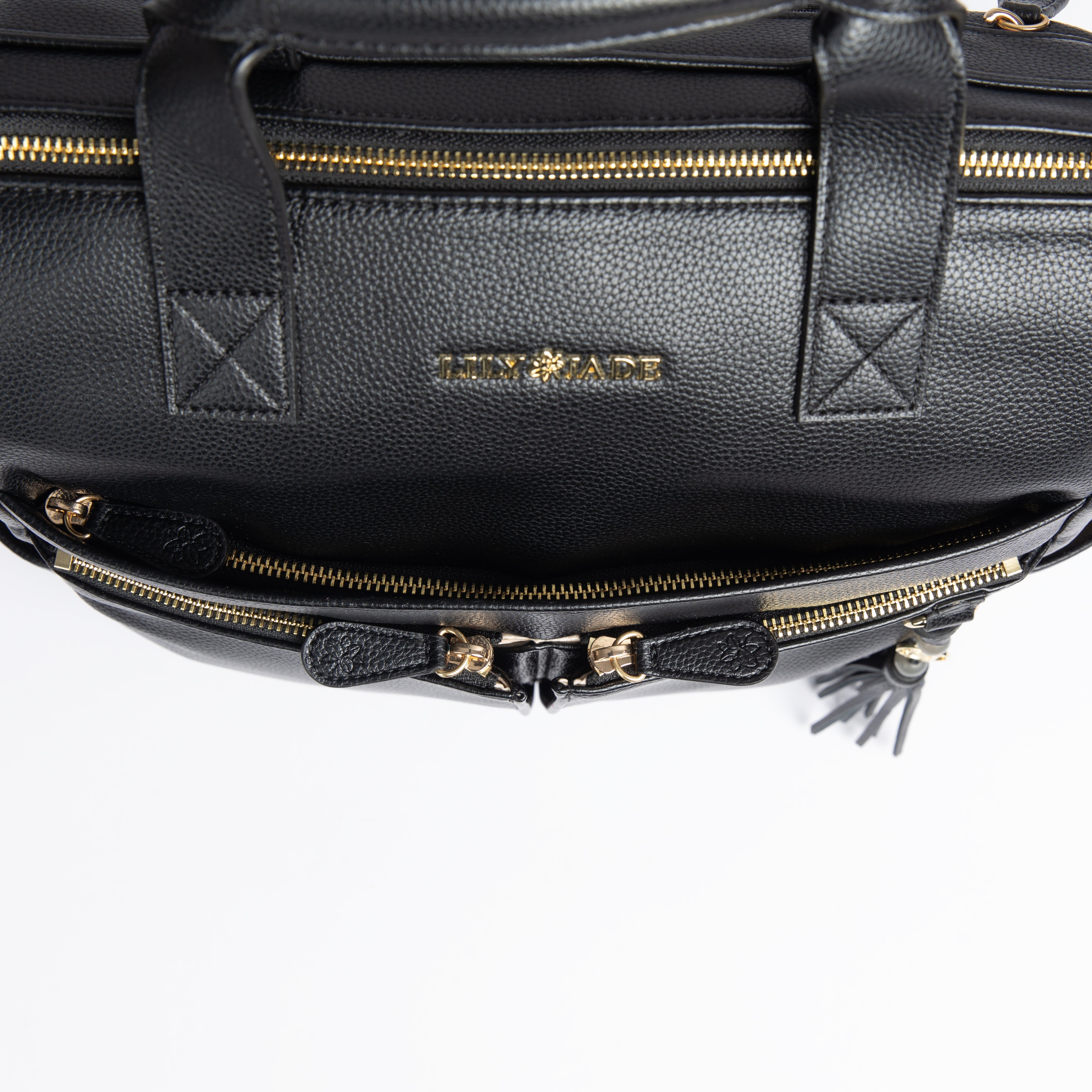 New Caroline Vegan Leather Mommy Bag |  Black