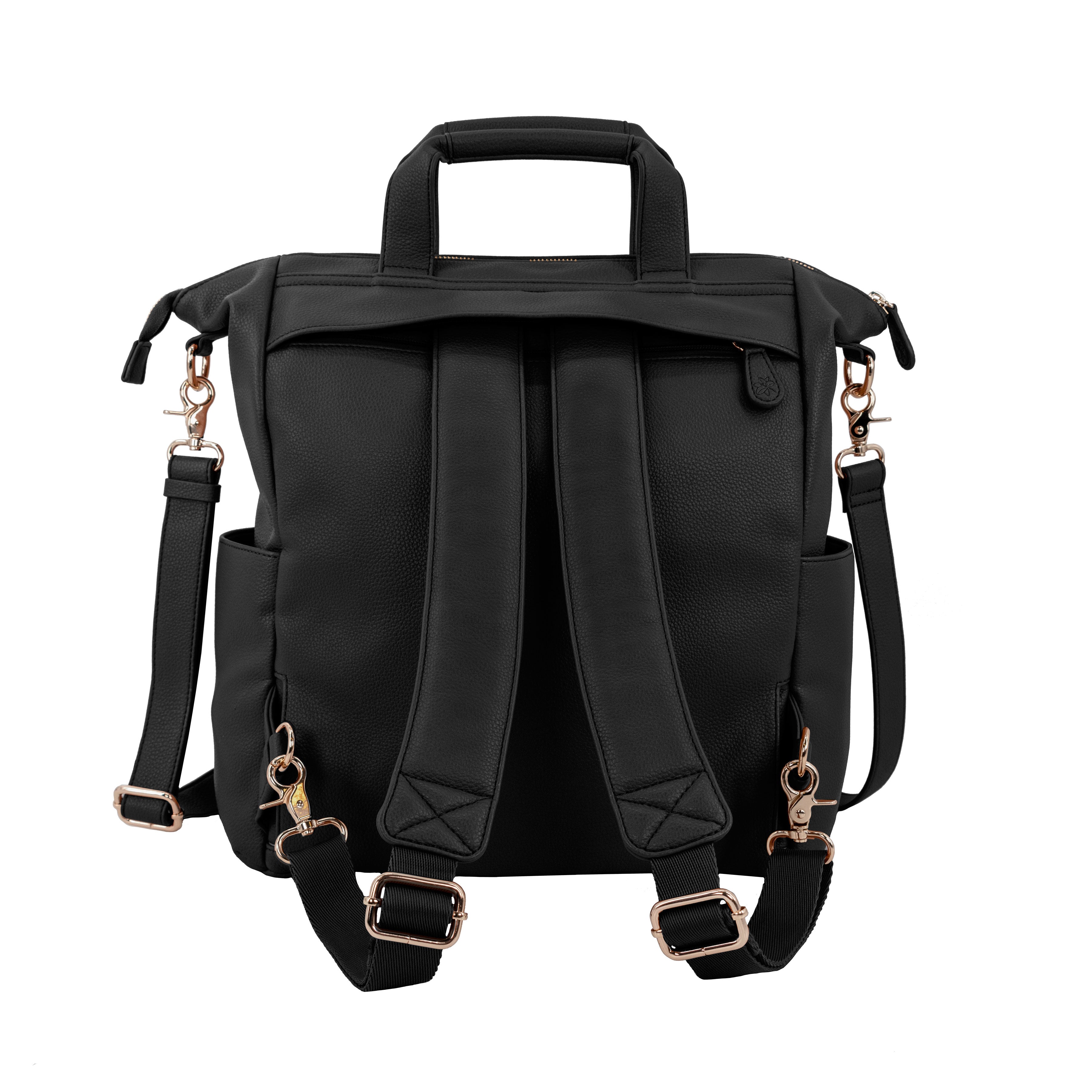 New Caroline Vegan Leather Mommy Bag |  Black