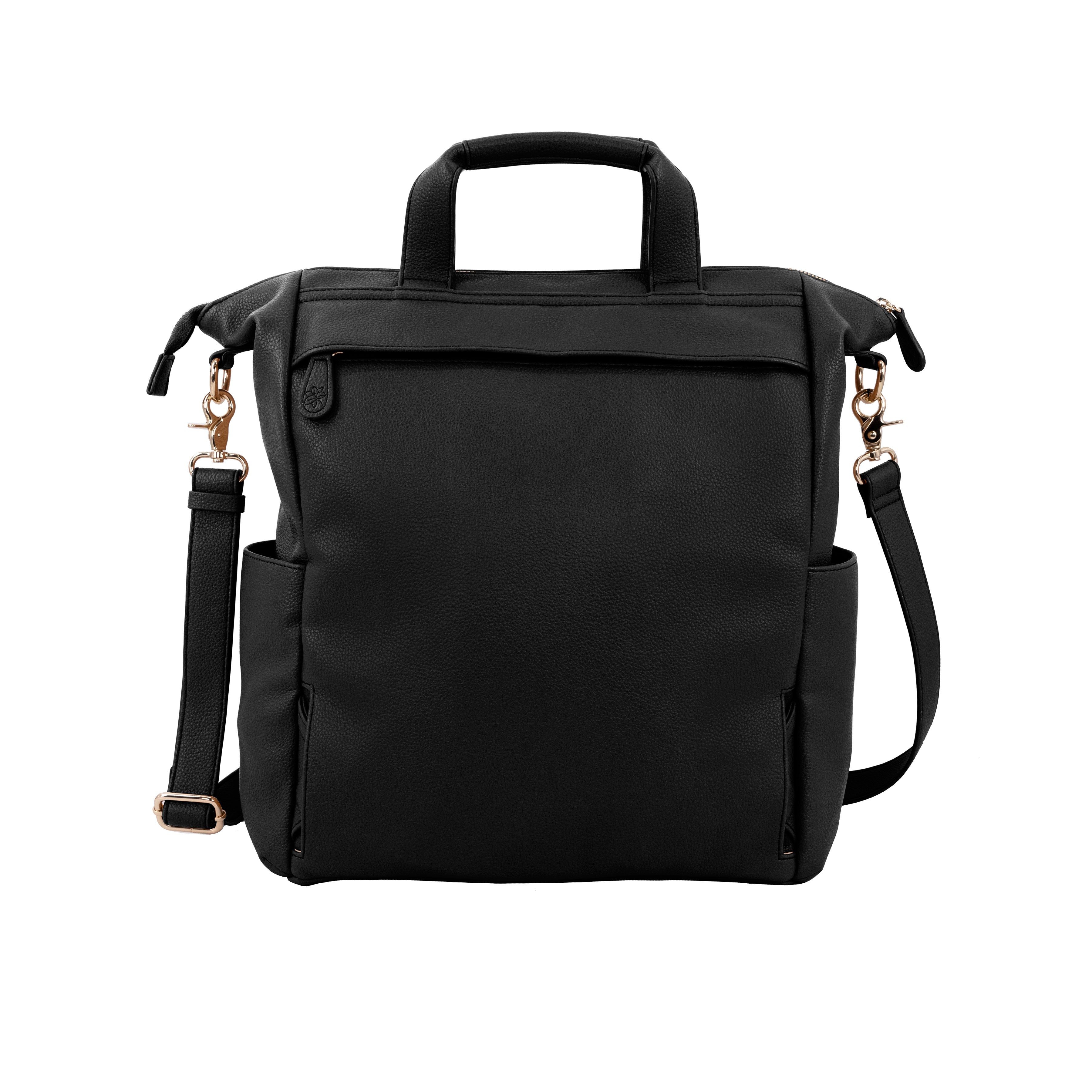 New Caroline Vegan Leather Mommy Bag |  Black