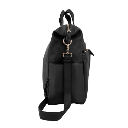 New Caroline Vegan Leather Mommy Bag |  Black