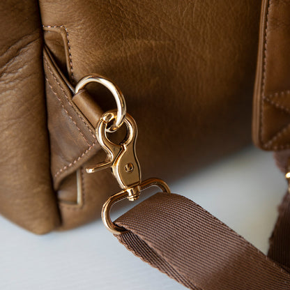 New Caroline Mommy Bag - Old English Brandy Leather