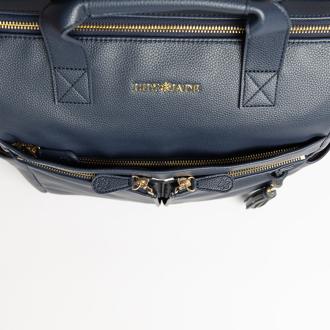 New Caroline Vegan Leather Mommy Bag | Navy