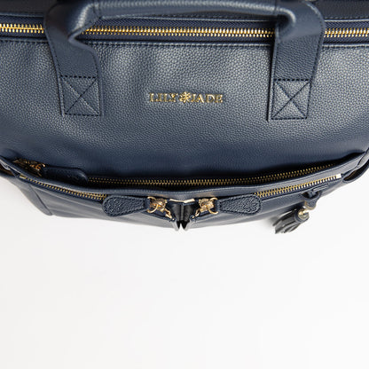 New Caroline Vegan Leather Mommy Bag | Navy