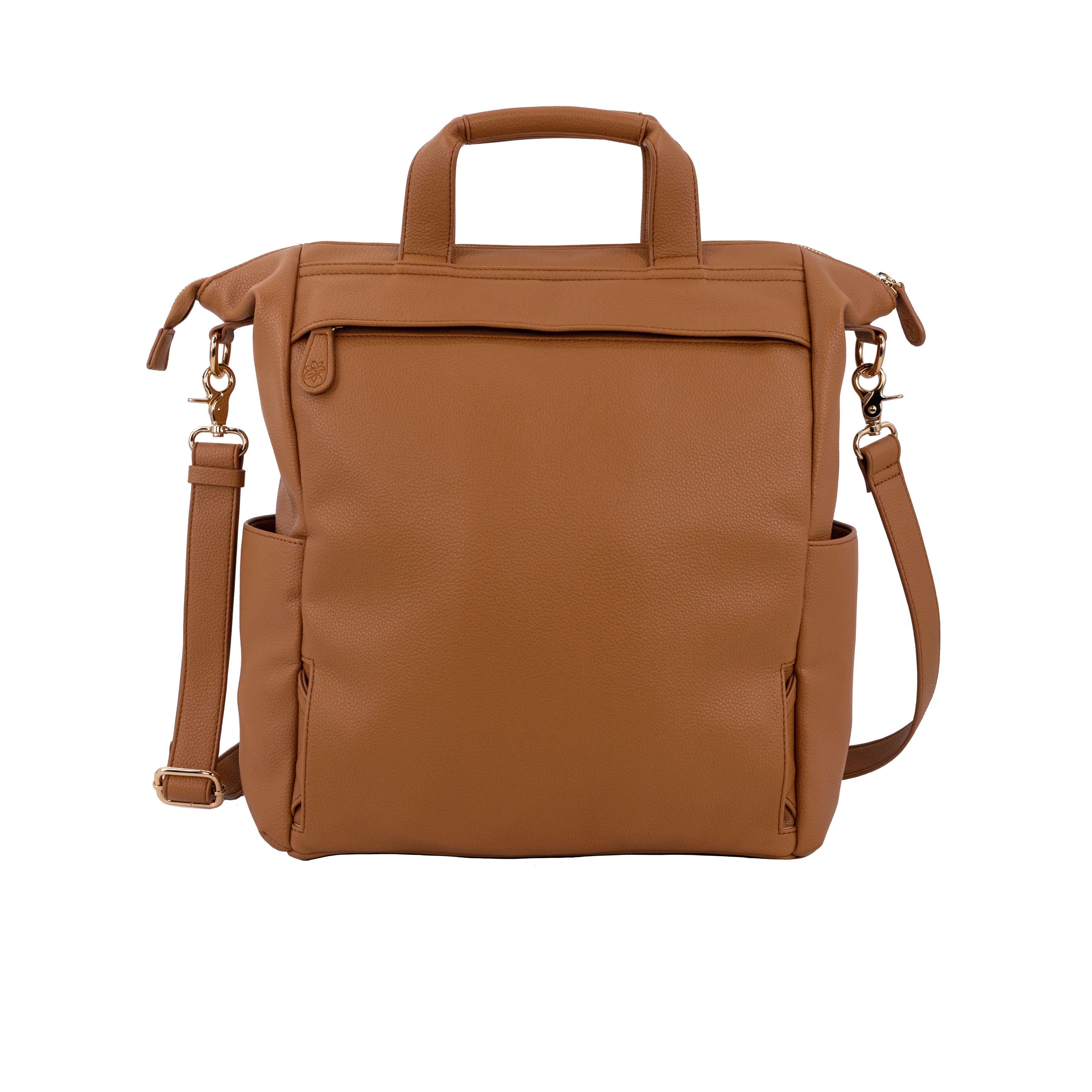 New Caroline Vegan Leather Mommy Bag | Rich Camel